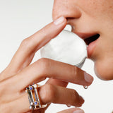 ¡Buenos Días! “Horizon” Ray Ring in Yellow Gold with White Diamonds and Large White Diamond Bezel