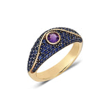 “Acu” Pavé Ring - Blue Sapphires and Amethyst