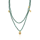 “Encantada” Beaded Charm Necklace - Malachite