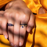 “Acu” Pavé Ring - Blue Sapphires and Amethyst