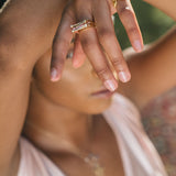 ¡Buenos Días! “Horizon” Ray Ring in Yellow Gold with Pink Sapphires