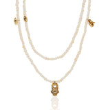 “Encantada” Beaded Charm Necklace - Pearl