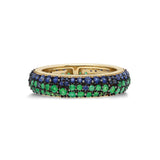 “Terrenas” Pavé Bomba Ring - Emeralds, Tsavorites and Sapphires