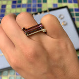 ¡Buenos Días! “Horizon” Ray Ring in Yellow Gold with Pink Sapphires