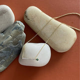 ¡Buenos Días! Small Ray Necklace - White Diamonds and Emerald