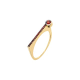 ¡Buenos Días! “Horizon” Ray Ring in Yellow Gold with Red Garnets (Large Bezel)