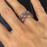 SAMPLE SALE Bomba "Zig Zag" Ring - Blue Sapphires and Diamonds