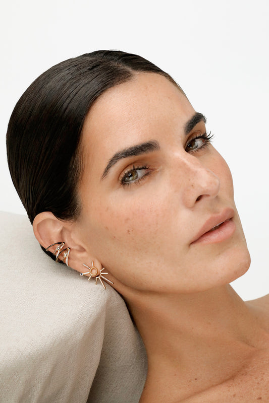 ¡Buenos Días! Cognac Diamond and Sapphire Ear Jacket
