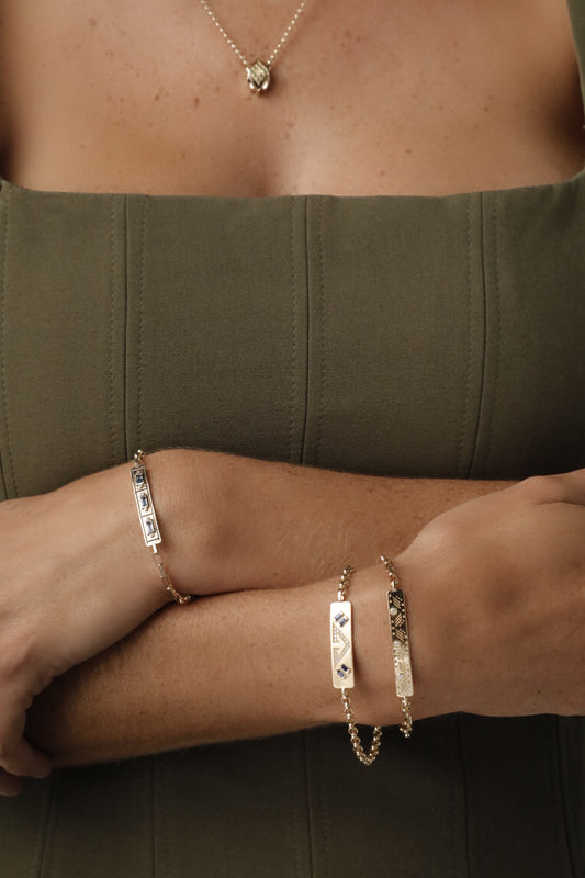 "Caona" Series II Chain Bracelet - Champagne Diamonds on Long-link Chain
