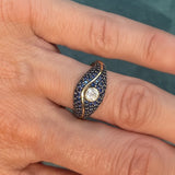 SAMPLE SALE “Acu” Large Pavé Ring - Sapphires and Diamond
