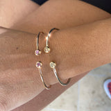 SAMPLE SALE Bezel Wire Cuff Bracelet - 18K White Gold and Champagne Diamonds
