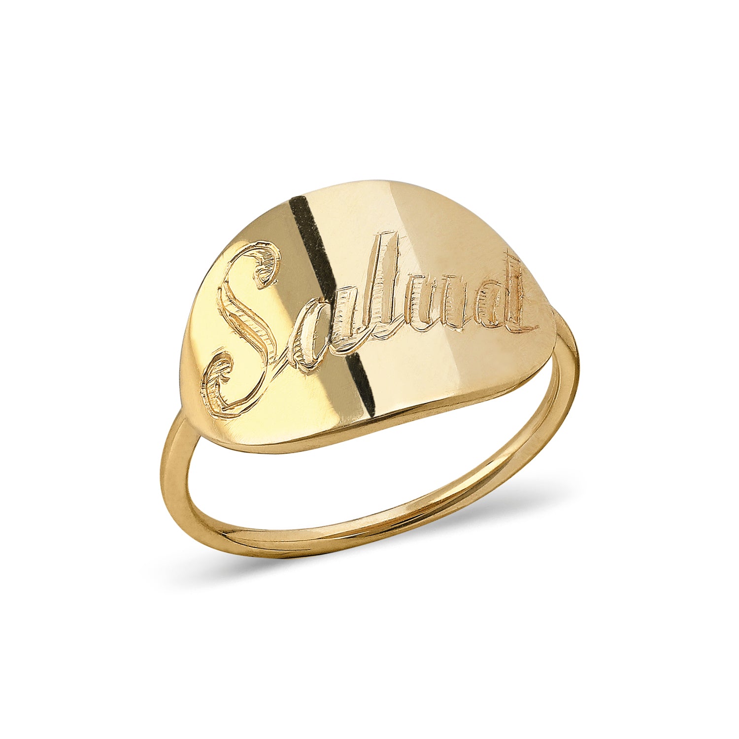 "Abrazo" Script Signet Ring