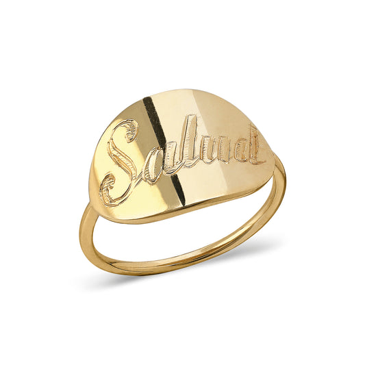 "Abrazo" Script Signet Ring
