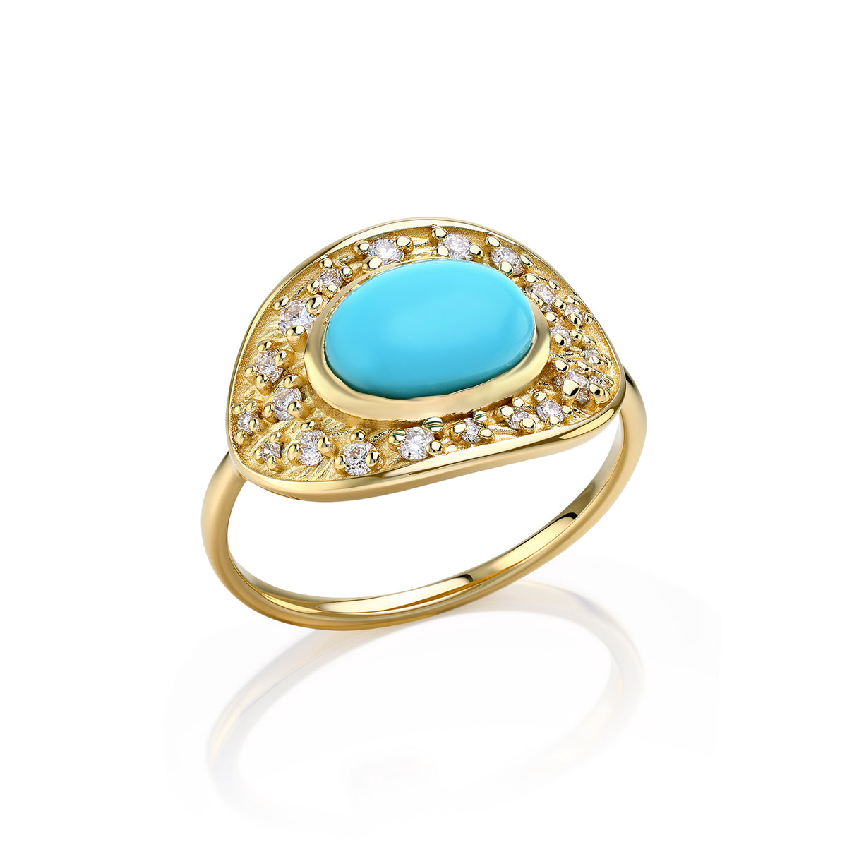 "Abrazo" Diamond and Turquoise Signet Ring