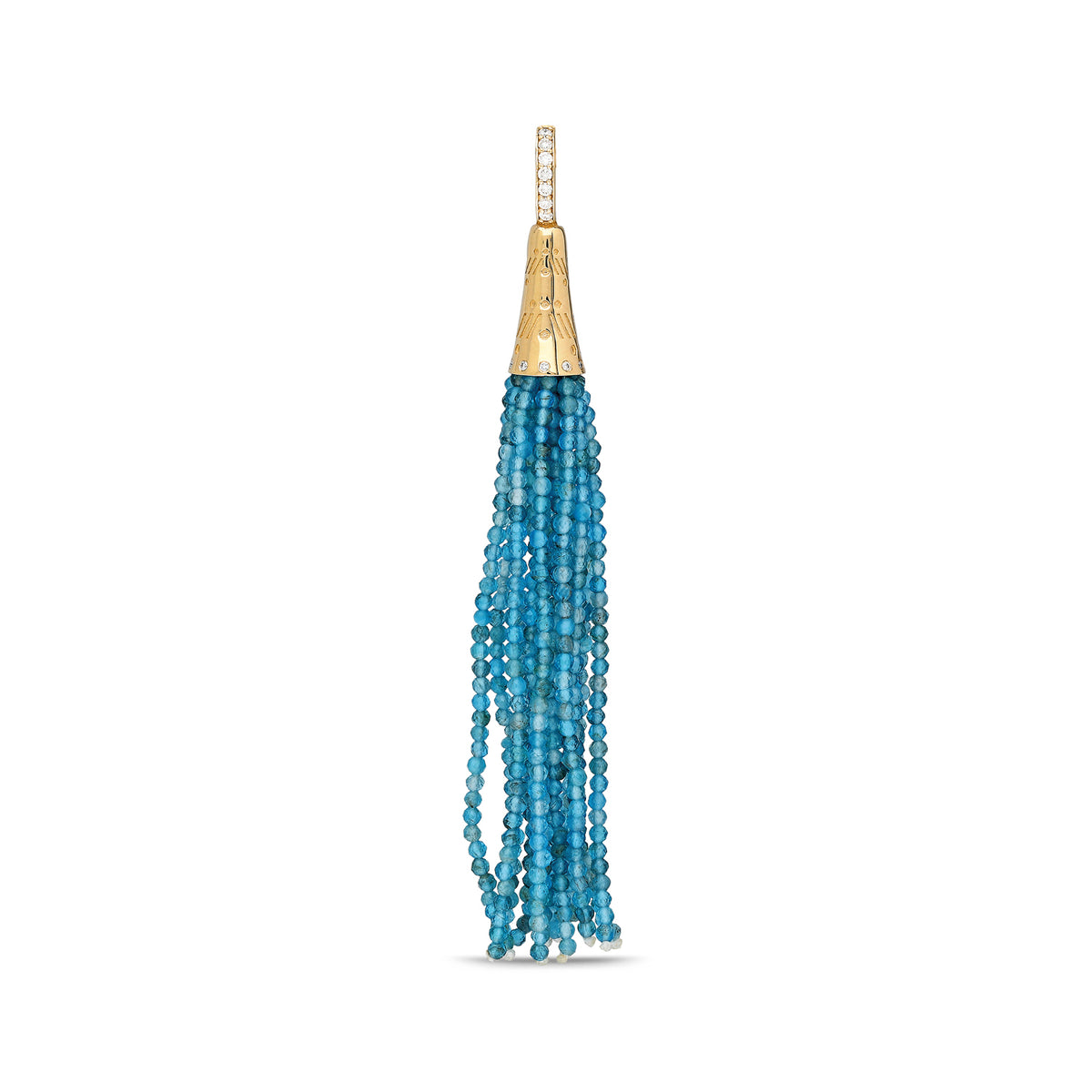 "Aguaviva" Tassel Pendant - Apatite and White Diamonds