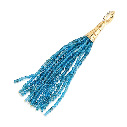 "Aguaviva" Tassel Pendant - Apatite and White Diamonds