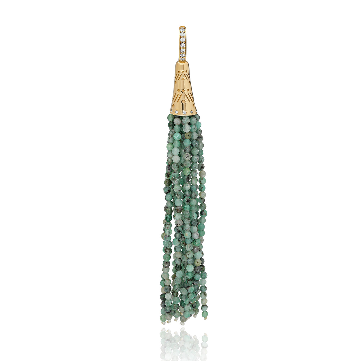 "Aguaviva" Tassel Pendant - Emeralds and White Diamonds