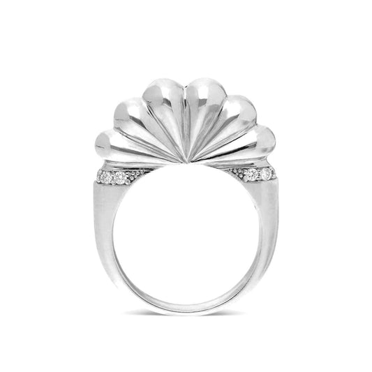 "Bahía" Shell Ring - White Gold with Champagne Diamonds