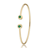 SAMPLE SALE Bezel Wire Cuff Bracelet - 18K White Gold and Emeralds
