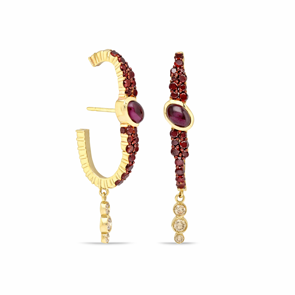 "Bodrum" Cuff Earring - Garnets and Rhodolite