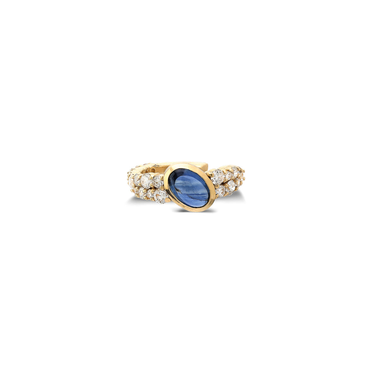 “Bodrum” Ear Cuff - White Diamonds and Sapphire (no piercing)