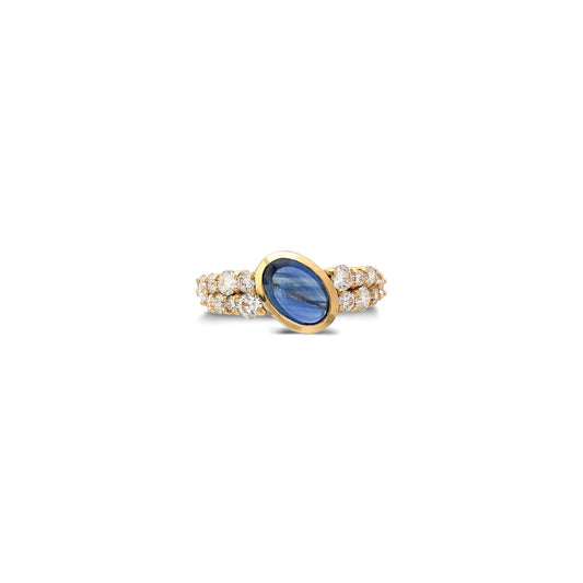 “Bodrum” Ear Cuff - White Diamonds and Sapphire (no piercing)