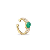 “Bodrum” Ear Cuff - White Diamonds and Emerald (no piercing)