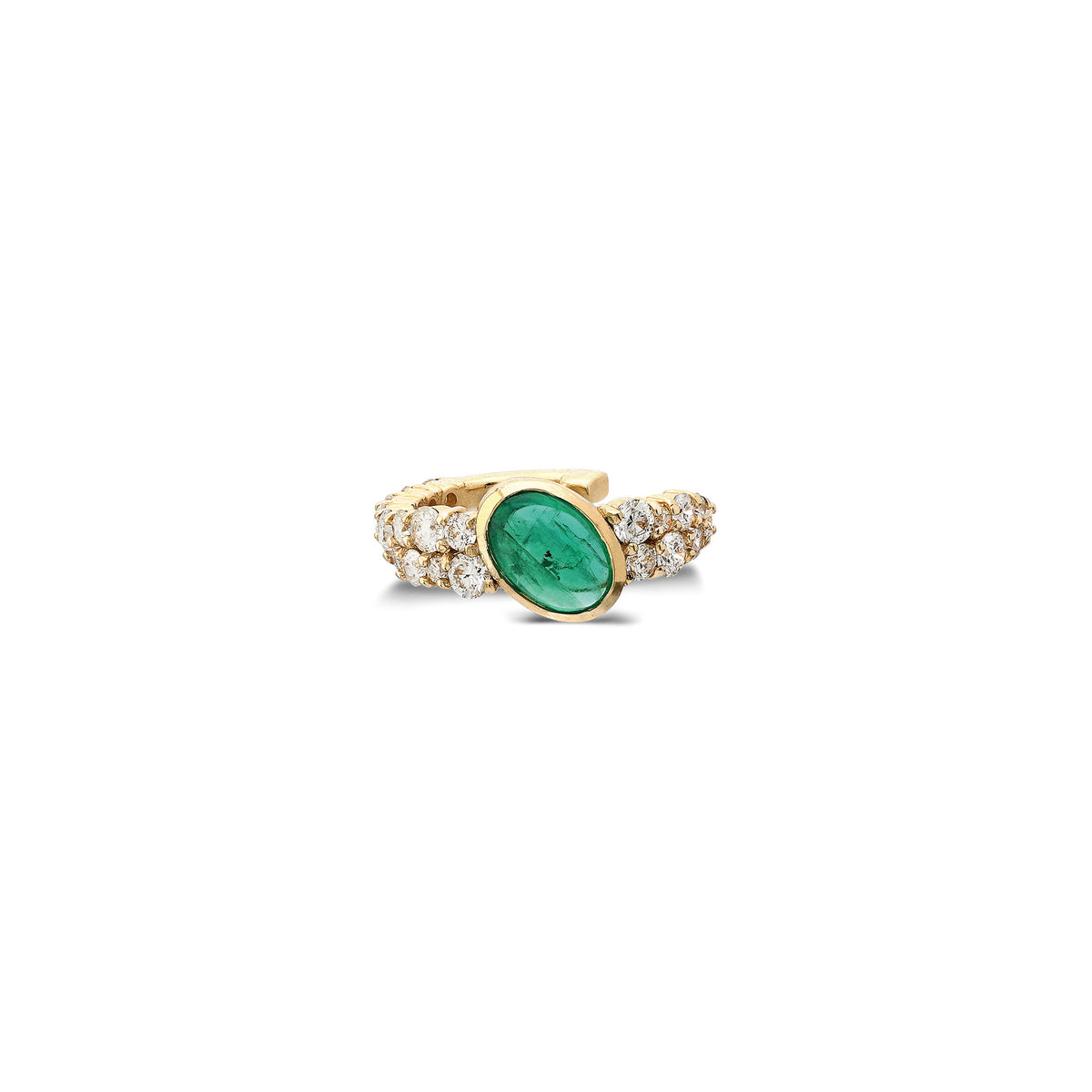 “Bodrum” Ear Cuff - White Diamonds and Emerald (no piercing)