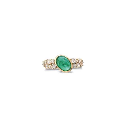 “Bodrum” Ear Cuff - White Diamonds and Emerald (no piercing)