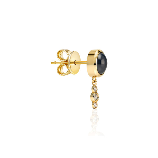 "Bodrum" Micro Stud Earring - Black Onyx and Champagne Diamonds