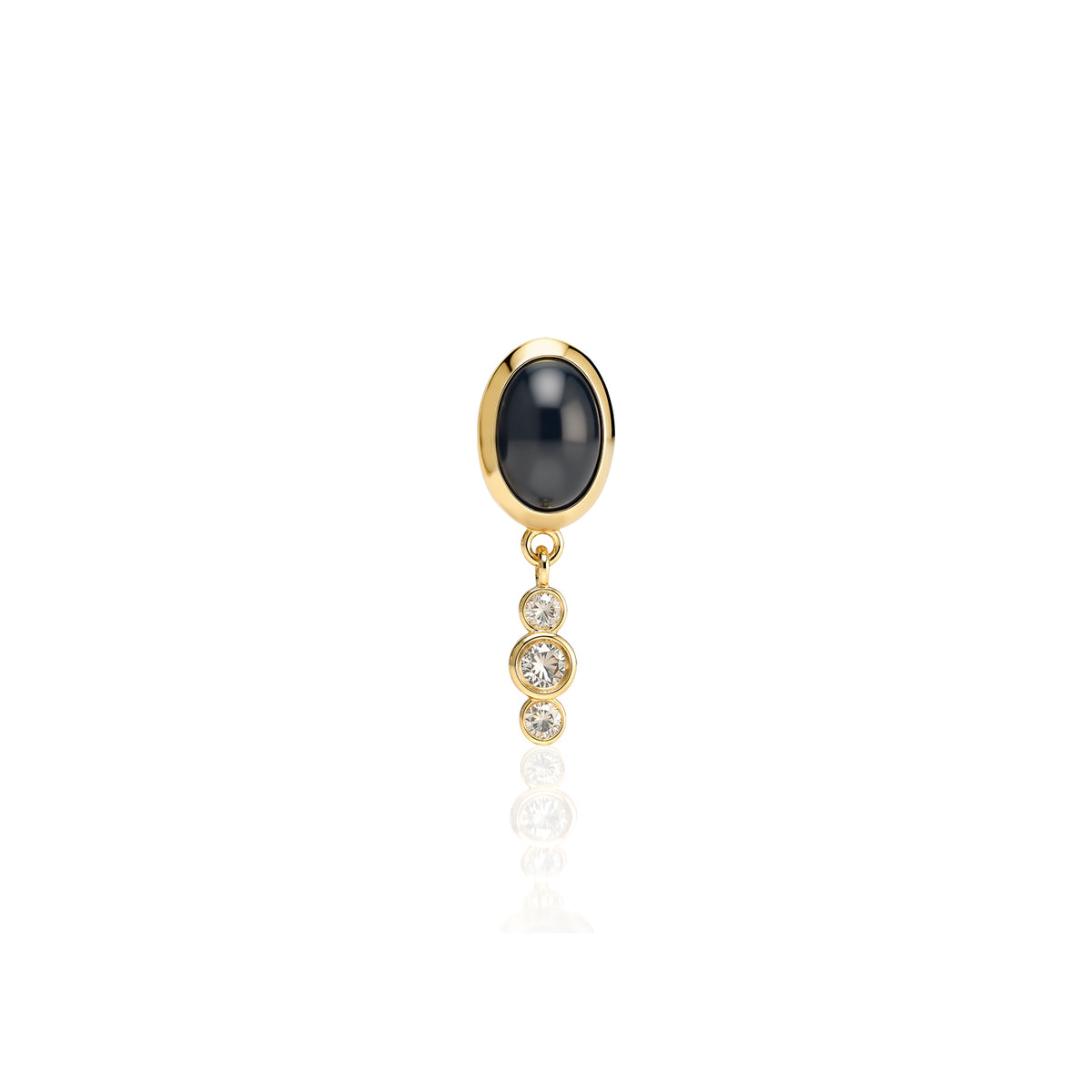 "Bodrum" Micro Stud Earring - Black Onyx and Champagne Diamonds