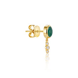 "Bodrum" Micro Stud Earring - Green Onyx and Champagne Diamonds
