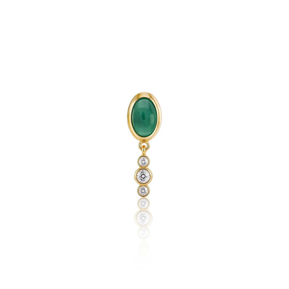 "Bodrum" Micro Stud Earring - Green Onyx and Champagne Diamonds