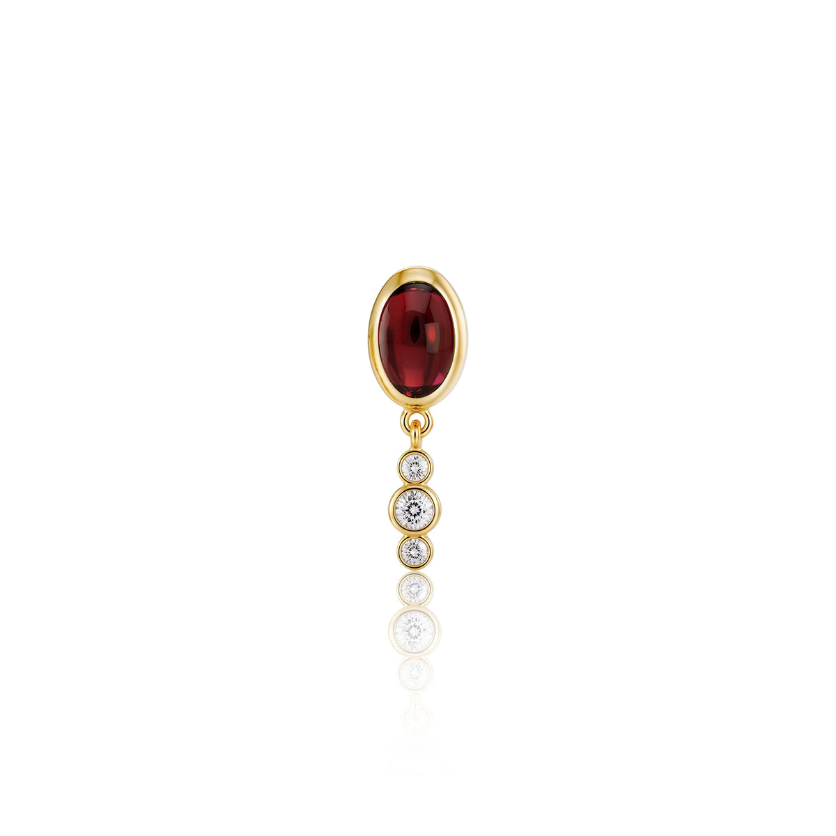 "Bodrum" Micro Stud Earring - Rhodolite and Champagne Diamonds