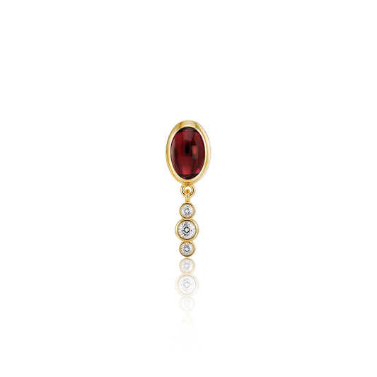 "Bodrum" Micro Stud Earring - Rhodolite and Champagne Diamonds