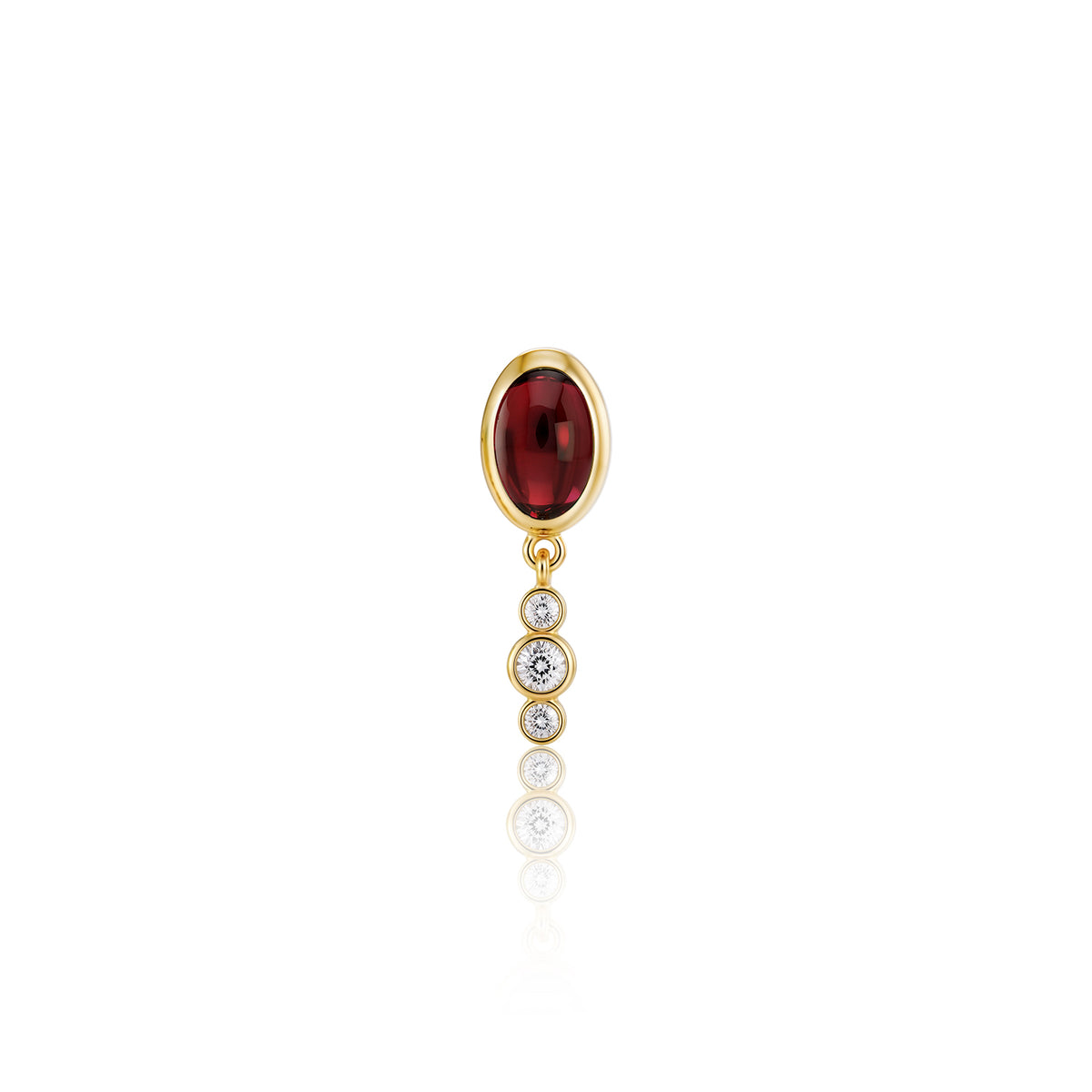 "Bodrum" Micro Stud Earring - Rhodolite and Champagne Diamonds