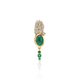 "Bodrum" Stud Earring - Champagne Diamonds, Green Onyx and Emeralds