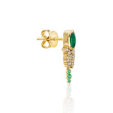 "Bodrum" Stud Earring - Champagne Diamonds, Green Onyx and Emeralds
