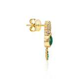 "Bodrum" Stud Earring - Champagne Diamonds, Green Onyx and Emeralds