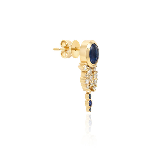 "Bodrum" Stud Earring - White Diamonds and Sapphire