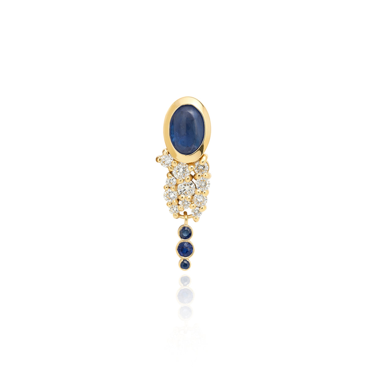 "Bodrum" Stud Earring - White Diamonds and Sapphire