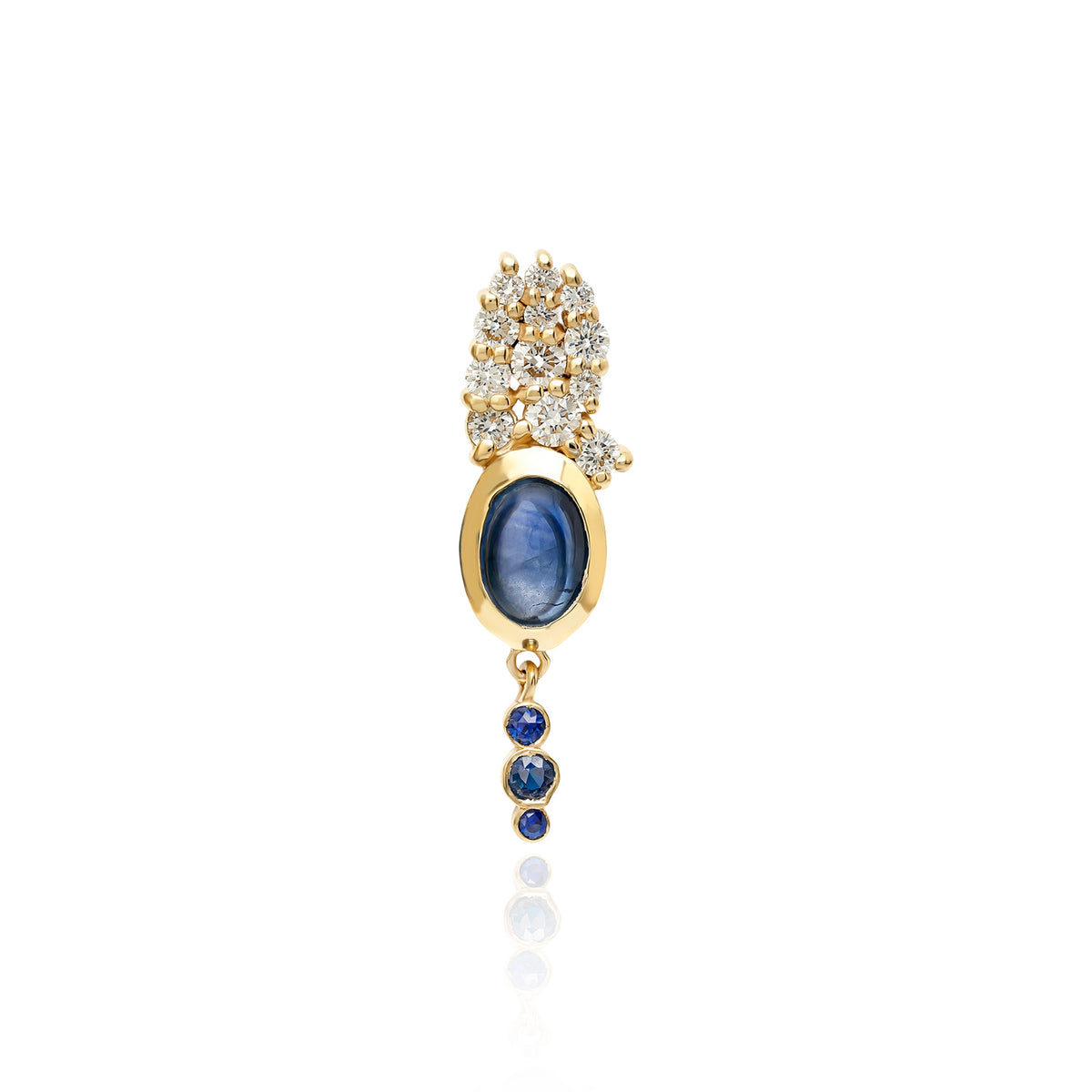 "Bodrum" Stud Earring - White Diamonds and Sapphire