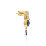 "Bodrum" Stud Earring - White Diamonds and Sapphire