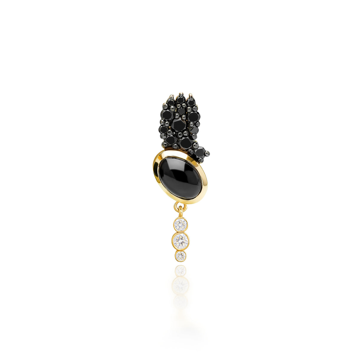 Bodrum "Tuxedo" Stud Earring - Black and White Diamonds and Black Onyx