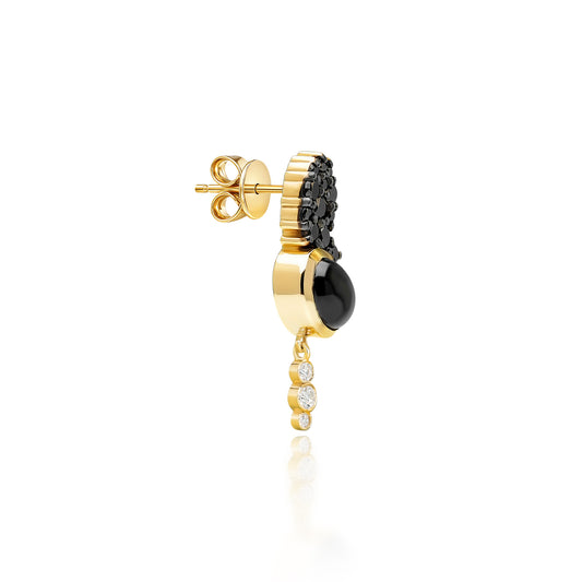 Bodrum "Tuxedo" Stud Earring - Black and White Diamonds and Black Onyx