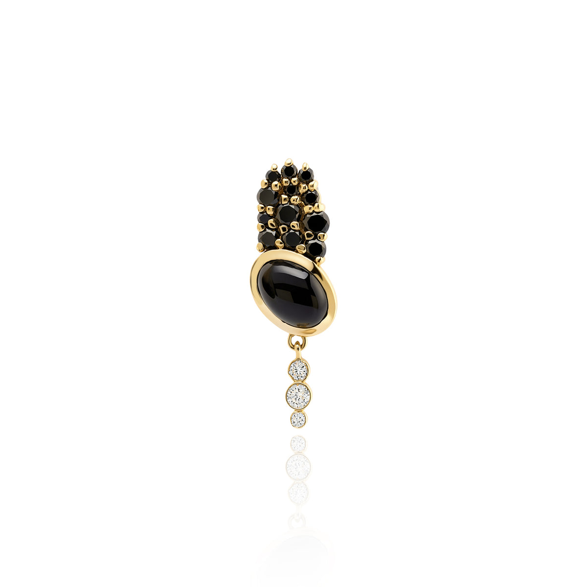 Bodrum "Tuxedo" Stud Earring - Black and White Diamonds and Black Onyx