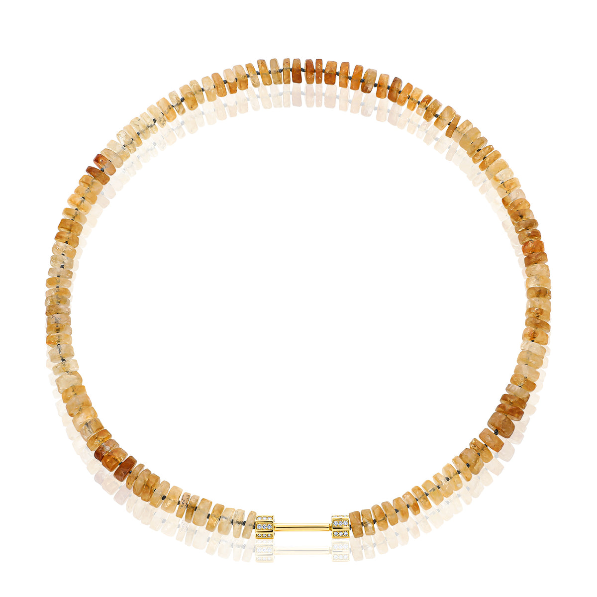 "Bosfor" Faceted Disc Bead Strand - Citrine and Champagne Diamonds