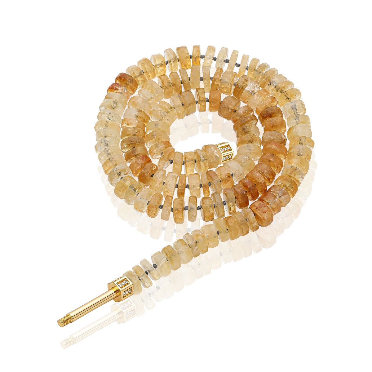 "Bosfor" Faceted Disc Bead Strand - Citrine and Champagne Diamonds