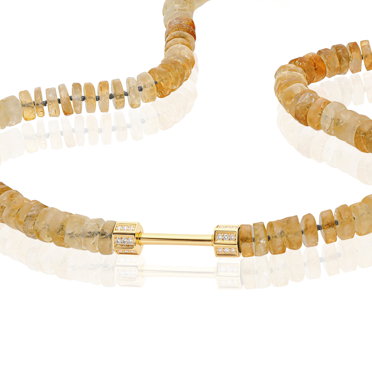 "Bosfor" Faceted Disc Bead Strand - Citrine and Champagne Diamonds