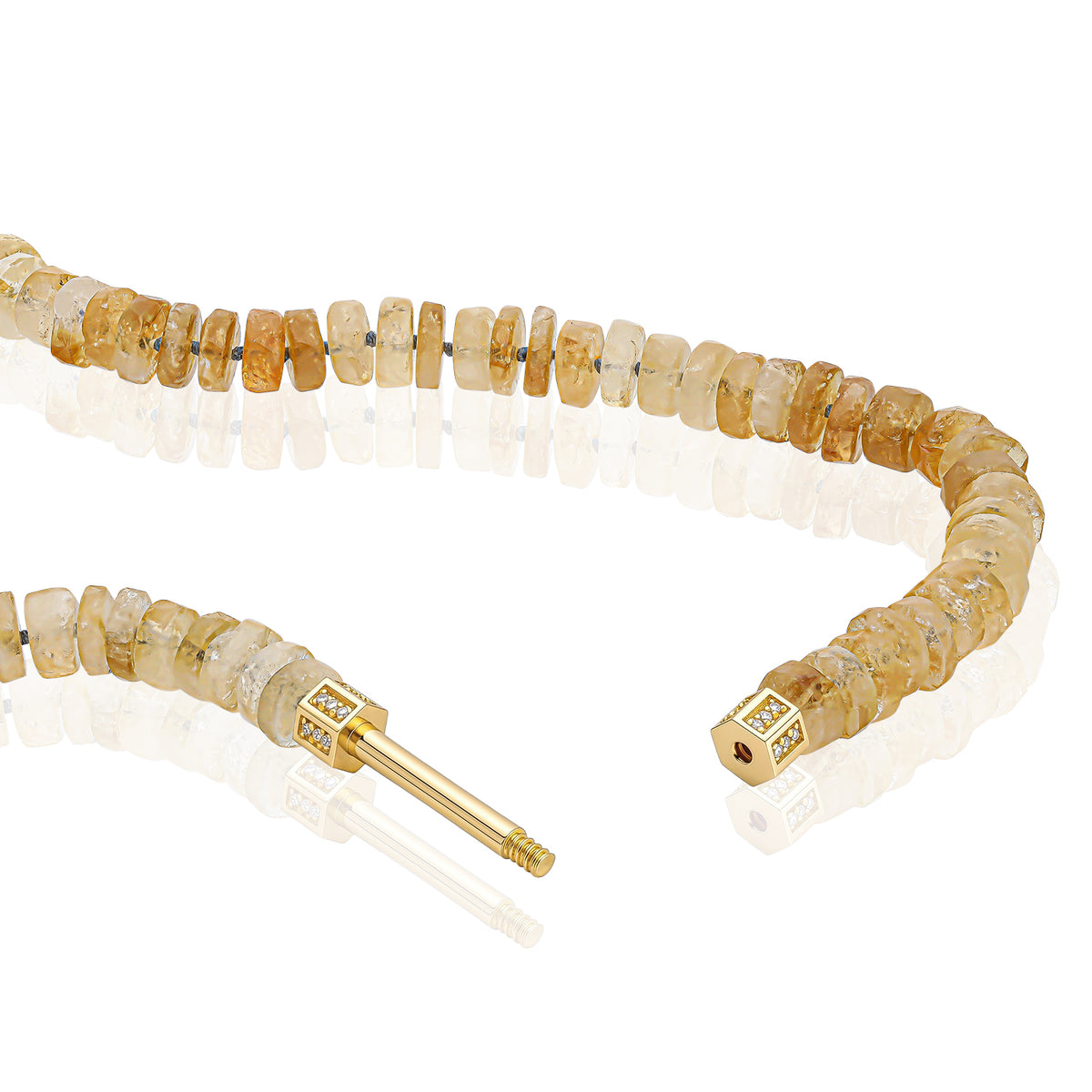 "Bosfor" Faceted Disc Bead Strand - Citrine and Champagne Diamonds